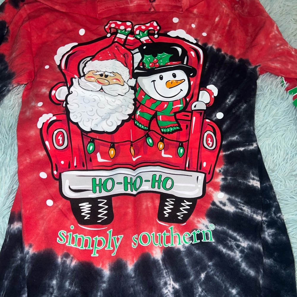 Simply Southern long sleeve T-shirt BNWT two sided HTF Santa Ho Ho HO holidays